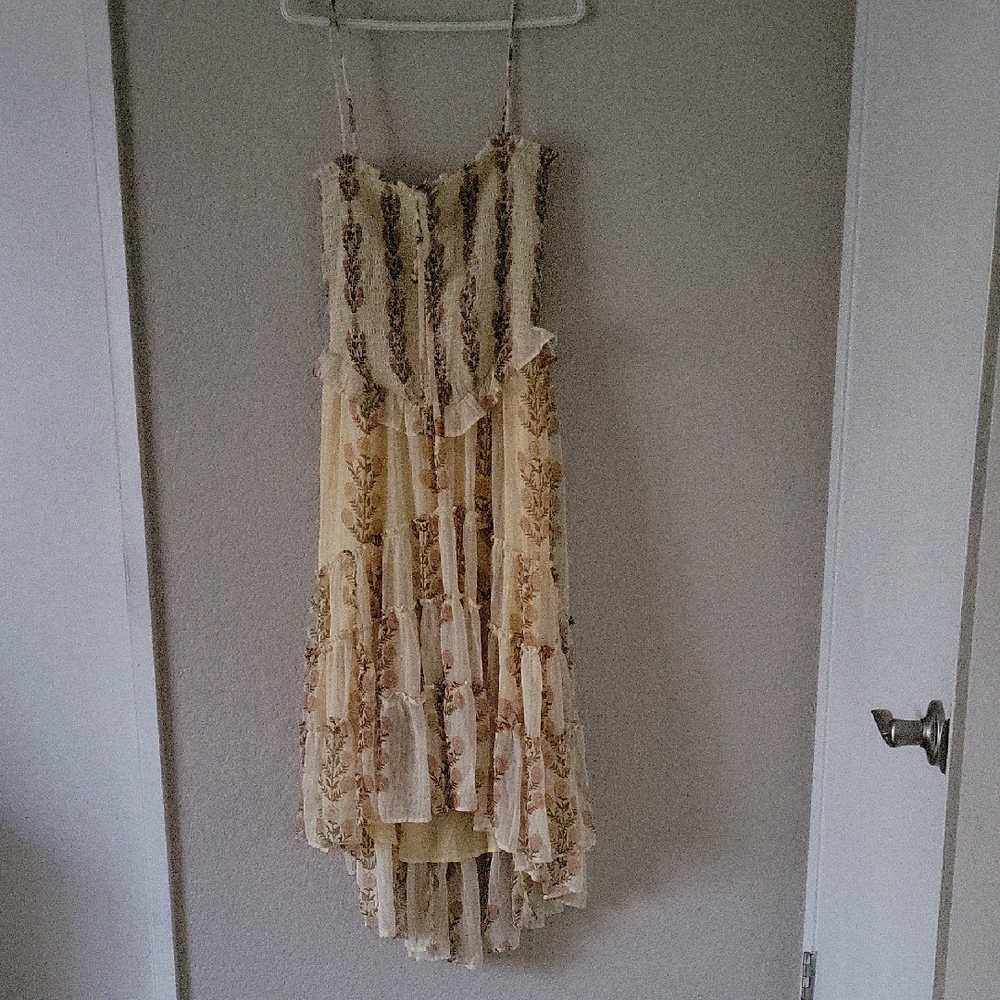 Free People Cream and Brown High Low Dress